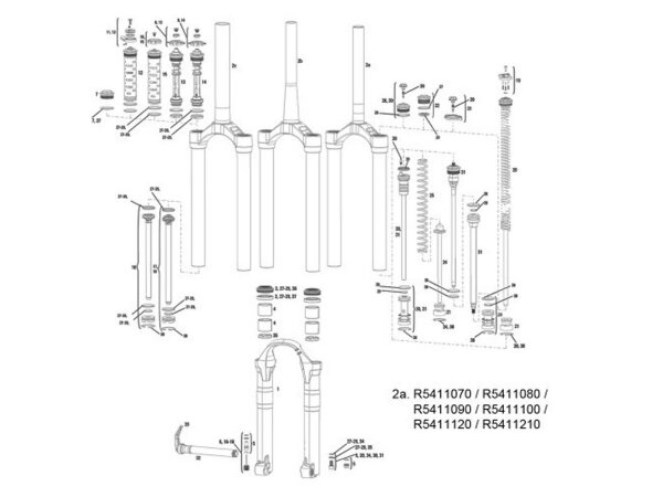 ROCKSHOX Lyrik 2-Step Air Mission Control (DH) + Motion Control IS/R 2007-2010 Krone/Schaft/Standrohre Einheit 1 1/8", weiß