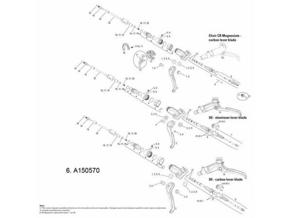 AVID Scheibenbremse "Elixir CR Mag / X0" (bis Mod. 12) Hebel Kolbenstift Set