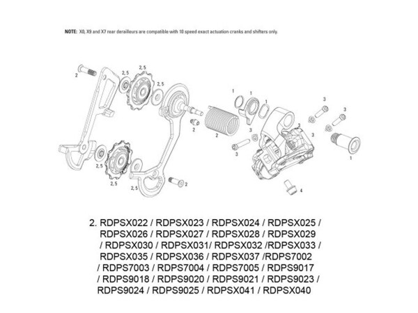 SRAM Ersatz Für Schaltwerk X0 / X9 / X7 / VIA GT (10-fach) ab Mod. 11 Käfig X9, lang, rot , Abb. 2