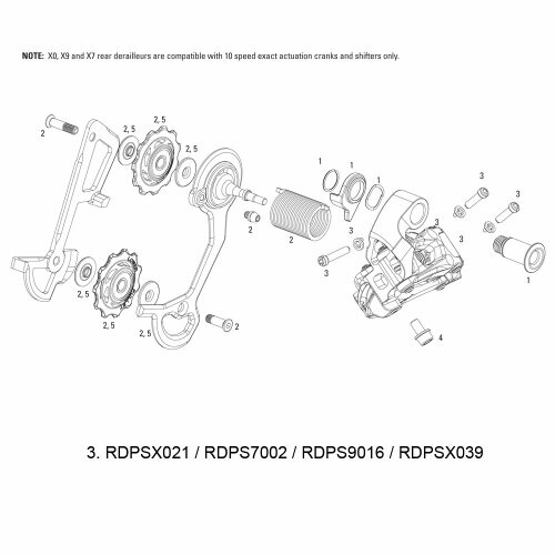 SRAM Ersatz Für Schaltwerk X0 / X9 / X7 / VIA GT (10-fach) ab Mod. 11 Begrenzungsschrauben Set X0, silber , Abb. 3