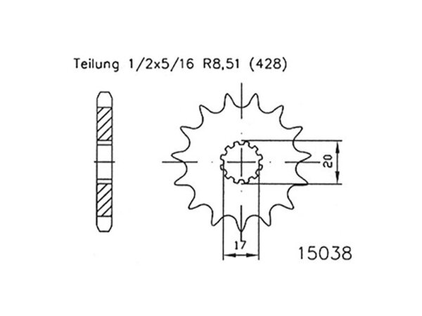 ESJOT Antriebsritzel "15038" 428, Stahl 13 Zähne