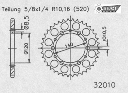 ESJOT Kettenrad "32010" 520, Stahl 40 Zähne, silb