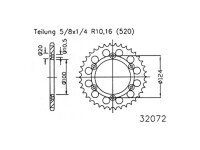 ESJOT Kettenrad "32072" 520, Stahl, schwarz 43...