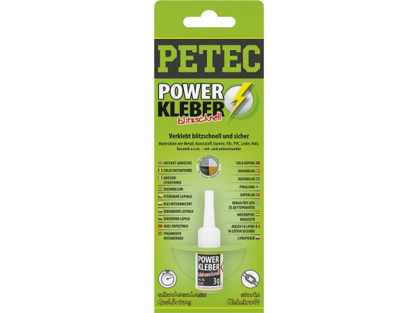 Petec POWER KLEBER blitzschnell Sekundenklebstoff Flasche SB-Karte