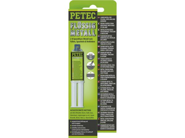 Petec Flüssigmetall Füllen, Spachteln, Verkleben Doppelspritze SB-Karte