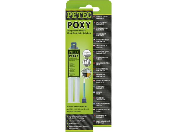 Petec POXY transparenter 2K Universal-Klebstoff Doppelspritze