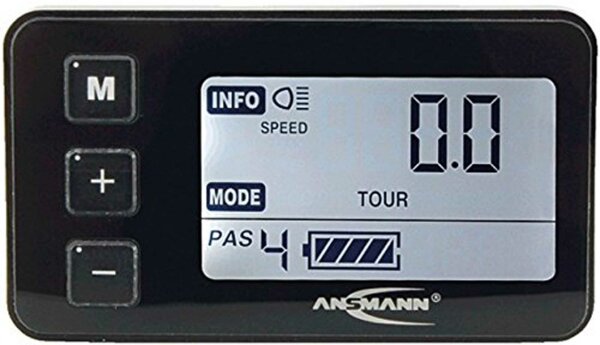 ANSMANN LCD-Display Leicht bedienbar, für Lenkermontage, sechs Fahrstufen, Hintergrundbeleuchtung, Batteriestatusanzeige