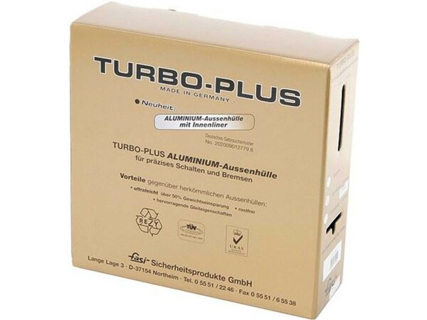 FASI Niro-Glide Schaltzugaußenhülle "Turbo Plus" Alu, 30 m auf Spule in praktischer Abrollbox Ultraleicht (ca. 50 % Gewi