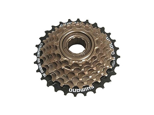 SHIMANO HG Schraub-Zahnkranz "MF-TZ21" 7-fach , Stahl, braun 14-16-18-20-22-24-28 Z.