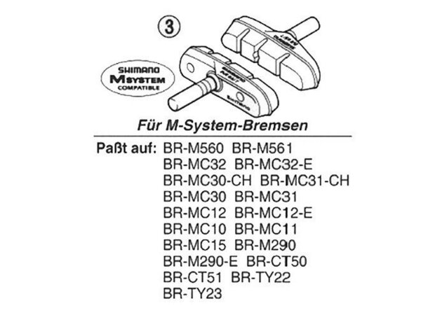 SHIMANO Bremsschuh "M65T" Für Cantilever Steckbefe Satz zu 5 Paar
