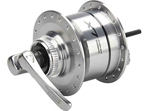 SHIMANO Nabendynamo "Deore LX" DH-T675 Mod. 13 Hohlachse mit Schnellspanner, für Bremsscheibe Center Lock 6 V / 3 W silb