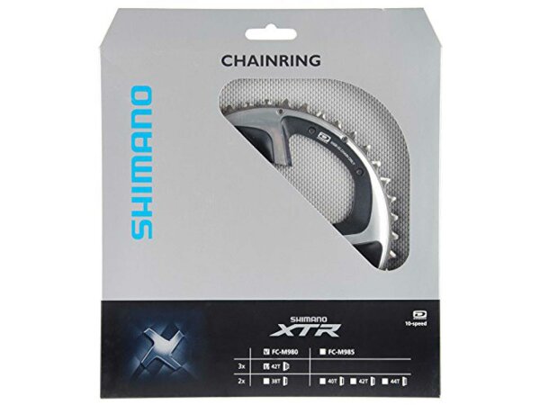 SHIMANO Kettenblatt "XTR" 4-Arm, 104/64 mm Lochkreis, 10 fach, SB-verpackt 42 Z. AE (FC-M 980)