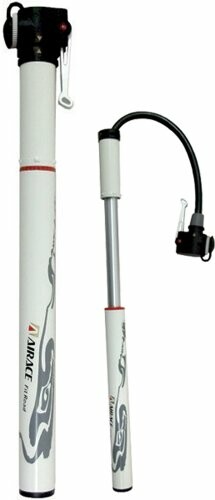 AIRACE Minipumpe "Fit Road" 8 bar / 120 psi, passend für alle Ventile, Alu-Rohr SB-verpackt, mit reversiblen Ventileinsa