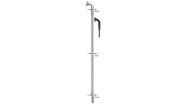 SAPIM Speiche "Race" DD, Ø 2,00 / 1,80 / 2,00 mm,  256 mm lang, s