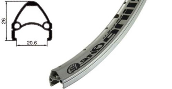 RODI Alu-Felge "Airline 1" AL 6063 19-559 (26" x 1,75), 36 Loch Hochschulter DV, mit Verschleißanzeige silber eloxiert
