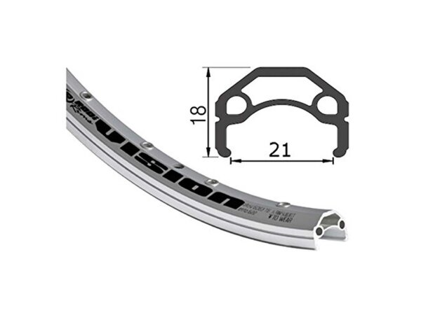 28" Hinterrad Felge: 21-622 Rodi "Vision", DV, 36 L., silber eloxiert