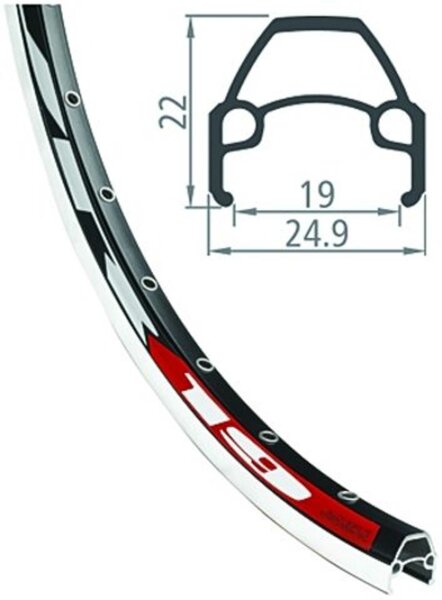 RODI Alu-Felge "VR 19" 19-622 (28" x 1,75), 32 Loch Hohlkammer, seitlich abgedreht doppelt geöst, DV mit Verschleißanzei