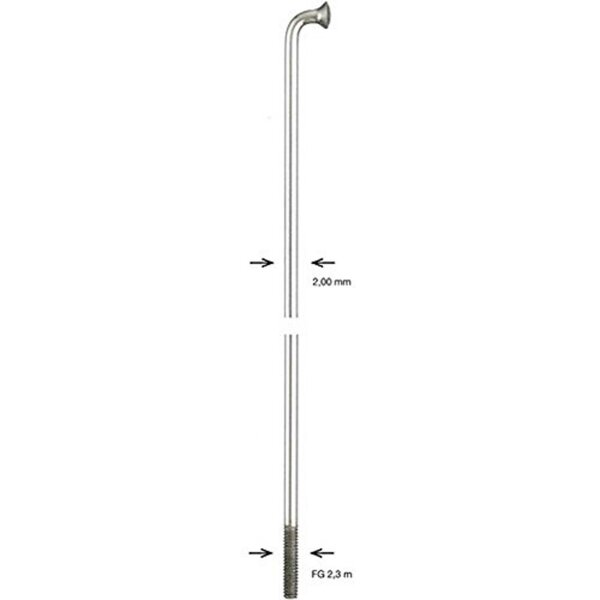 ALPINA Speiche Glatt, Ø 2,00 mm, verzinkt Mit Mess 138 mm lang