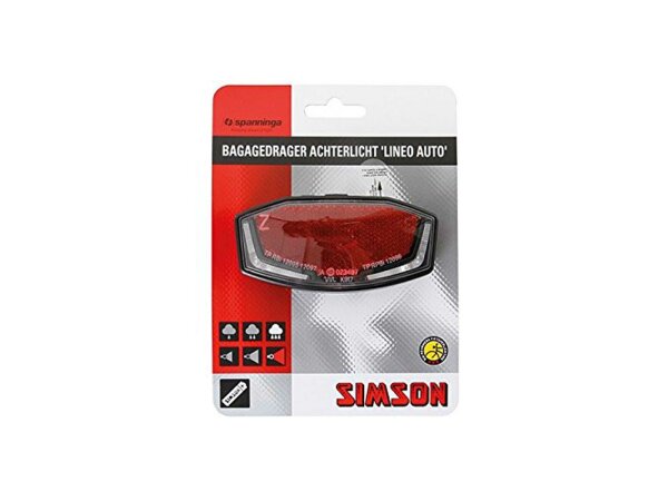 SIMSON Batterie-LED-Rücklicht "Lineo" Gepäckträgermontage, mit deutschem Prüfzeichen, mit Light-Line-Technologie, 2 LEDs