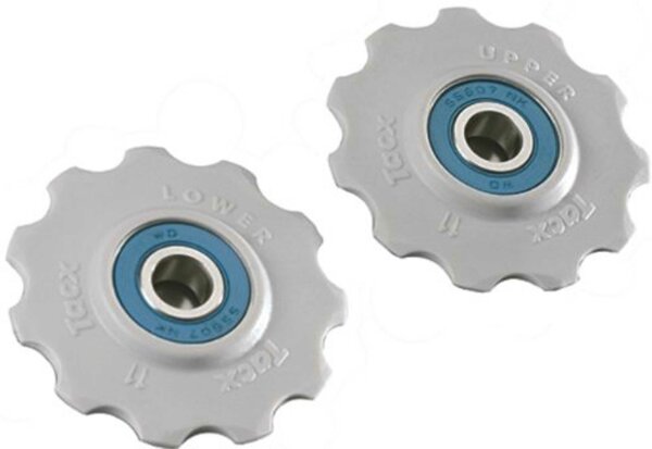 TACX Schaltrollenset "T4065" Passend für Shimano 9-/10-fach , mit Keramik-Kugellagern 11 Z., grau