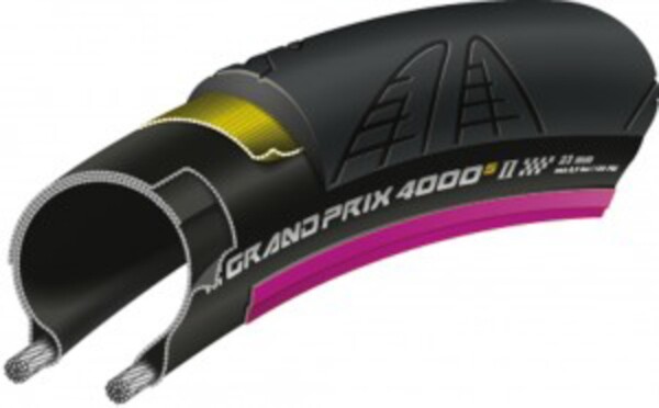Reifen Conti Grand Prix 4000 S II faltb. 28" 700x23C 23-622 schwarz/pink Skin
