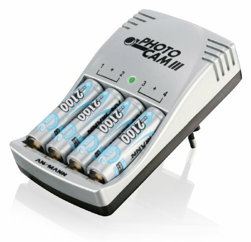 ladegerät ansmann photo cam iii inkl. 4 akkus mignon aa nimh 2100 mah