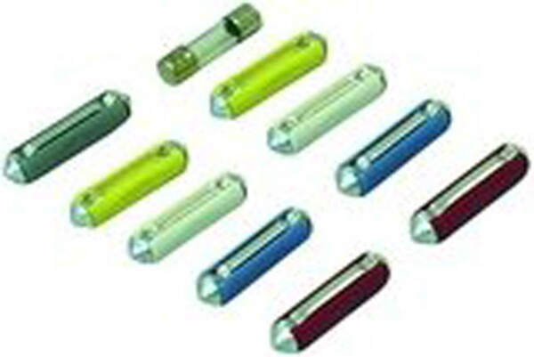 AIV Sicherungs-Set "Torpedo mit Glas", Inhalt: 10 Stück (Lamellen Sicherung 2 x 5A, 2 x 8A, 2 x 16A, 2 x 25A, 1 x 40A un