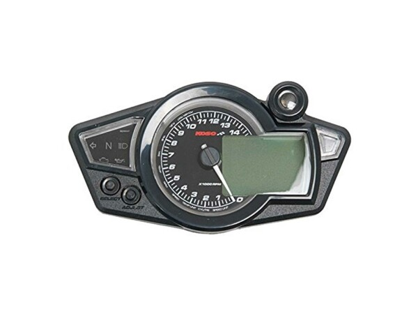 KOSO Tachometer "GP Style" RX1N, Digitaler Tachometer passend für alle Zweiräder mit 12V Anlage. Der Untergrund ist schw