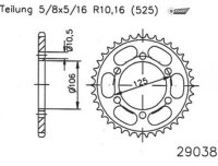ESJOT Kettenrad "29038" 525, Stahl, schwarz 50...