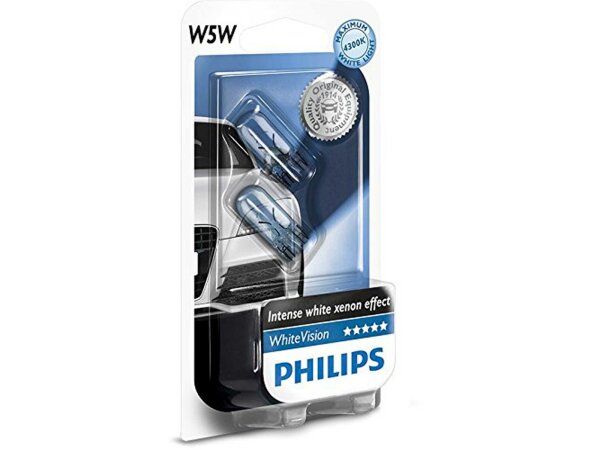 Glassockellampen 12V, 5W, , PHILIPS, SB-verpackt, weißer Xenon-Effekt, W2.1x9,5d