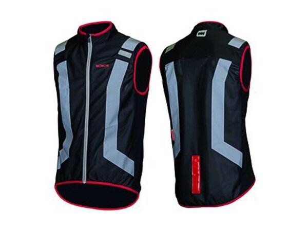 Wind-Weste Wowow Flandrien schwarz  m. Reflexstreifen  Gr.XL