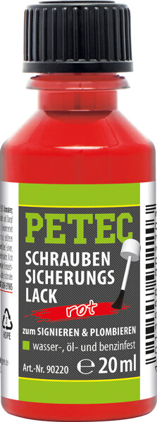 Petec Schraubensicherungslack rot  Pinselflasche