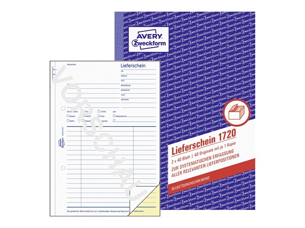 AVERY ZWECKFORM Lieferschein 1720 A5 2x40 Blatt