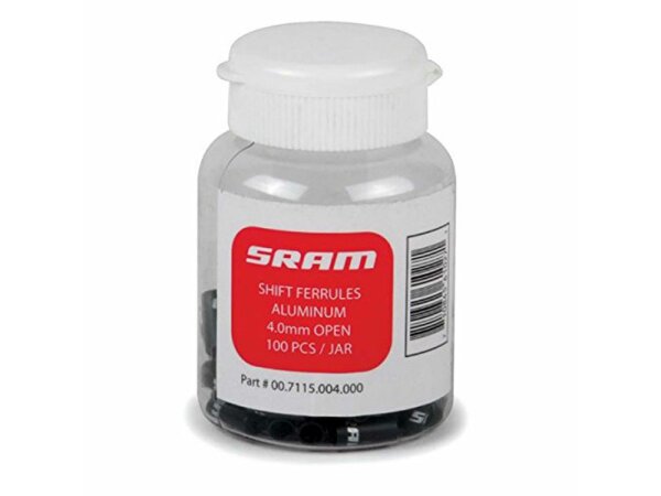 SRAM Anschlaghülse, Alu, Ø 4mm, schwarz, Packung zu 100 Stück