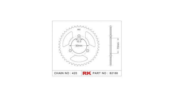 RK Kettenrad "2188" 420, Stahl, silber 38 Zähne