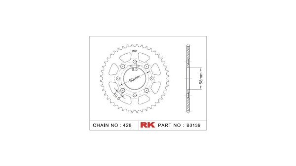 RK Kettenrad "3139" 428, Stahl 51 Zähne