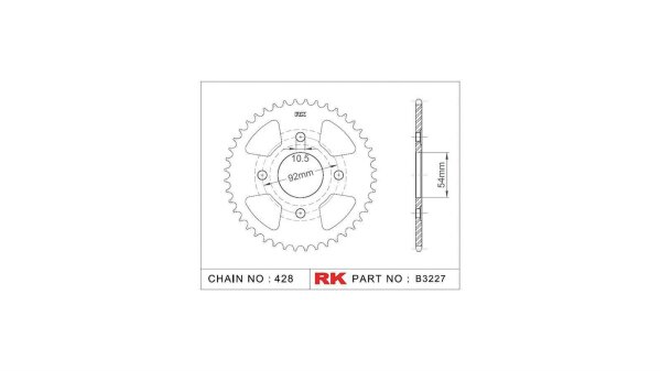 RK Kettenrad "3227" 428, Stahl, silber 49 Zähne