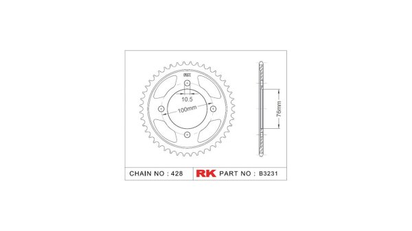 RK Kettenrad "3231" 428, Stahl, silber 56 Zähne