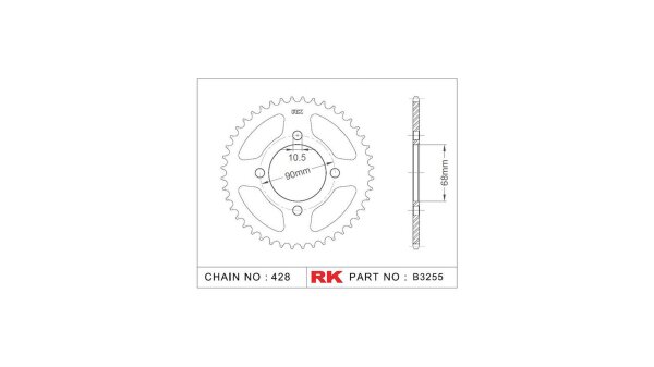 RK Kettenrad "3255" 428, Stahl, silber 53 Zähne