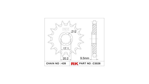 RK Antriebsritzel "3026" 428, Stahl 14 Zähne
