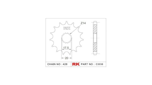RK Antriebsritzel "3038" 428, Stahl 17 Zähne