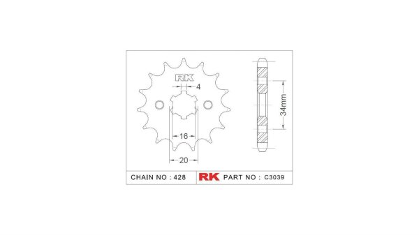 RK Antriebsritzel "3039" 428, Stahl 13 Zähne