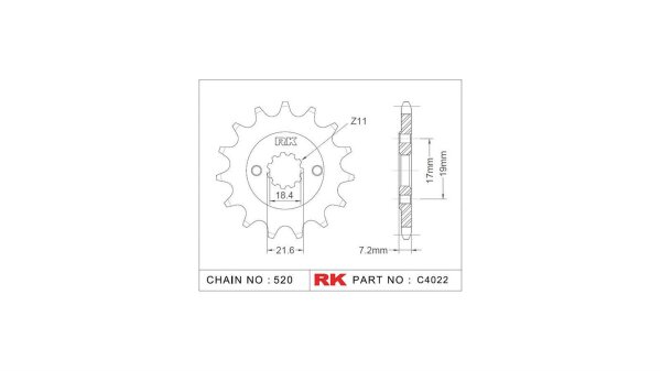 RK Antriebsritzel "4022" 520, Stahl 13 Zähne