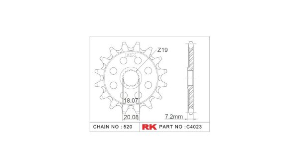 RK Antriebsritzel "4023-8Q" 520, Stahl, Offroad Ra 13 Zähne