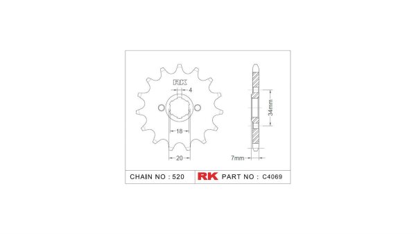 RK Antriebsritzel "4069" 520, Stahl 14 Zähne