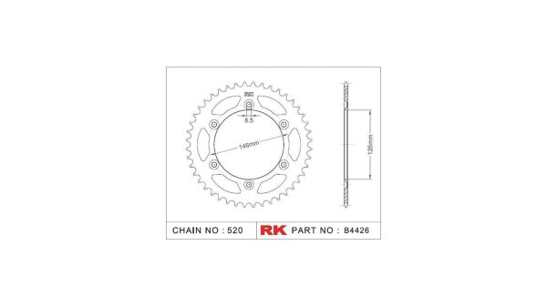 RK Kettenrad "4426" 520, Stahl, silber 41 Zähne