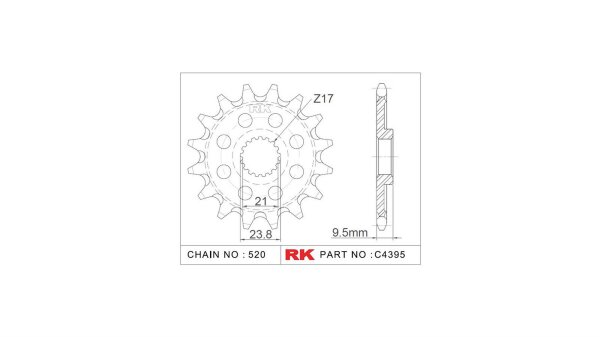 RK Antriebsritzel "4395-8Q" 520, Stahl, Offroad Ra 14 Zähne