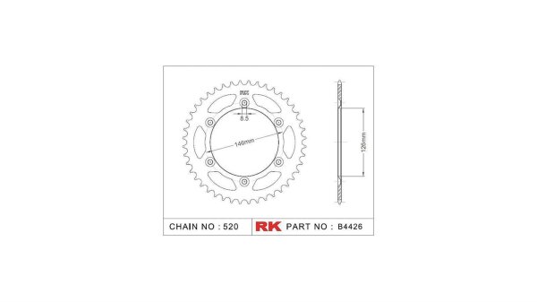 RK Kettenrad "4426" 520, Stahl, silber 50 Zähne
