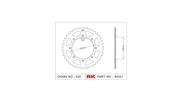RK Kettenrad "4427" 520, Stahl 42 Zähne