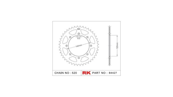 RK Kettenrad "4427" 520, Stahl 44 Zähne